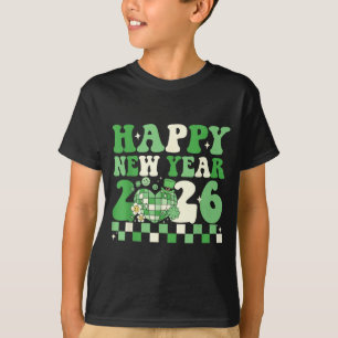 T-shirt Bonne année 2026 Groovy Chanceuse Disco Ball Femme