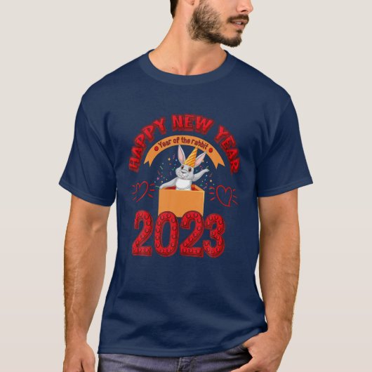T-SHIRT BONNE ANNÉE CHINOISE 2023 ANNÉE DU LAPIN (Devant)