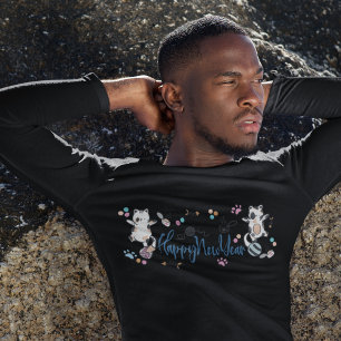 T-shirt Bonne Année Entre Les Chatons Équilibré Sur Un Fil