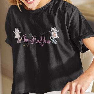 T-shirt Bonne Année Entre Les Chatons Équilibré Sur Un Fil