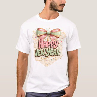 T-shirt Bonne Année Pâtes Arc Joli Festif Vacances