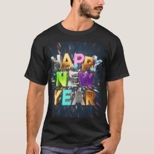 T-shirt Bonne Année Texte Métallique 3D – Célébration Fest
