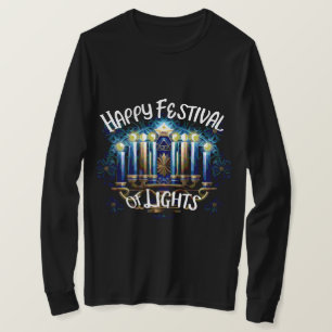 T-shirt Bonne fête des lumières Hanoukka Menorah