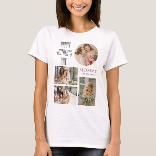 T-shirt Bonne fête des mères | Simple script moderne 4 pho (Devant)