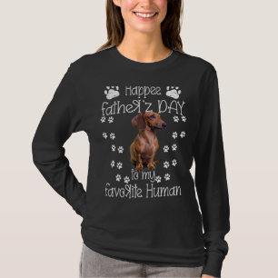 T-shirt Bonne Fête des pères À Mon Dachshund Humain Préfér
