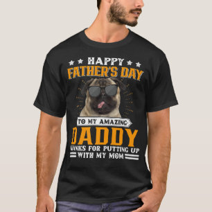 T-shirt Bonne Fête des pères Carlin Chien Papa Cadeaux Pou
