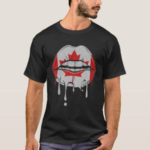 T-shirt Bonne fête du Canada Lèvres amusantes Drapeau cana