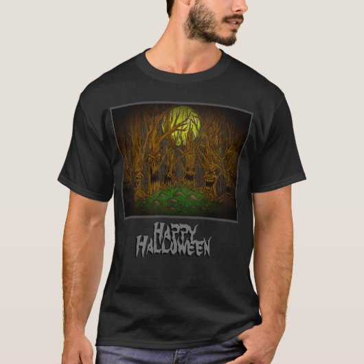 T-shirt Bonne forêt d'Halloween avec message (Devant)