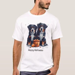 T-shirt Bonne Halloween Bernese Mountain Dogs Citrouille