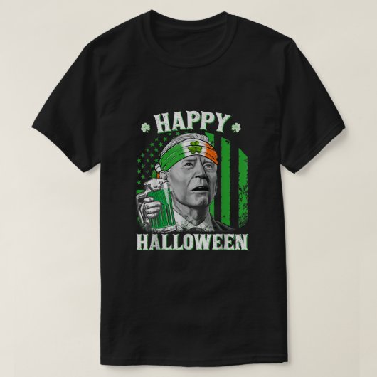 T-shirt Bonne Halloween Joe Biden Jour de la Saint Patrick (Design devant)