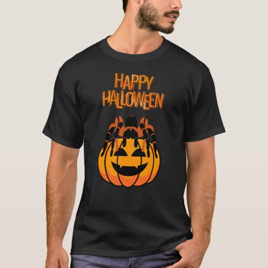 T-shirt Bonne Halloween Tarantula au sommet d'un Citrouill (Devant)