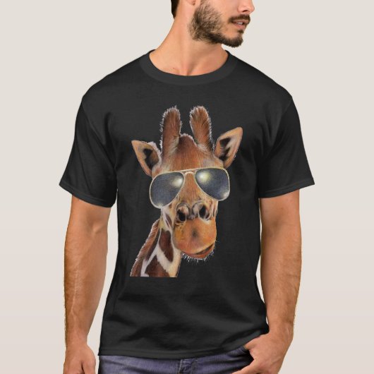 T-shirt Bonne heure Giraffe Portant des lunettes de soleil (Devant)