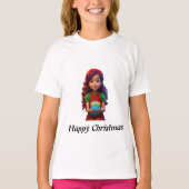 T-shirt Bonne impression de Noël avec fille mignonne (Devant)