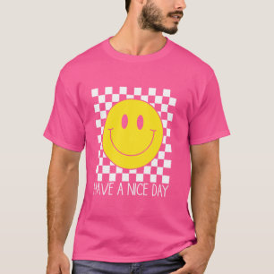 T-shirt Bonne journée les années 70 Retro Smile À damiers