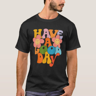 T-shirt Bonne journée Retro Smile Face et Flower Aesthe