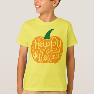 T-shirt Bonne lettre Halloween sur citrouille sculpté