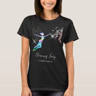 T-shirt Bonne nettoyant la maison scintillante fée hologra