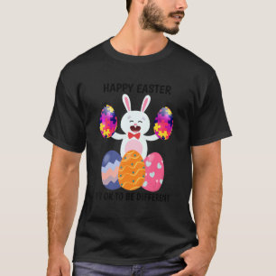 T-shirt Bonne Pâques C'est OK d'être un autre Autisme lapi