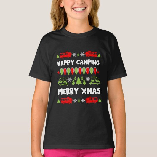 T-shirt Bonne saison de Noël caravane (Devant)