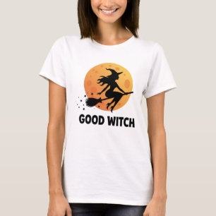 T-shirt Bonne Sorcière Flying Moon Silhouette Halloween mo
