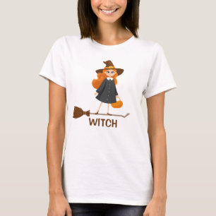 T-shirt Bonne sorcière mignonne Halloween Broom Cartoon dr