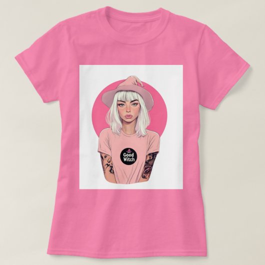 T-shirt Bonne sorcière rose (Design devant)
