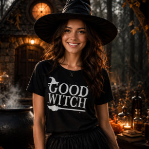 T-shirt Bonne Sorcière Typographie Blanche Femme Halloween