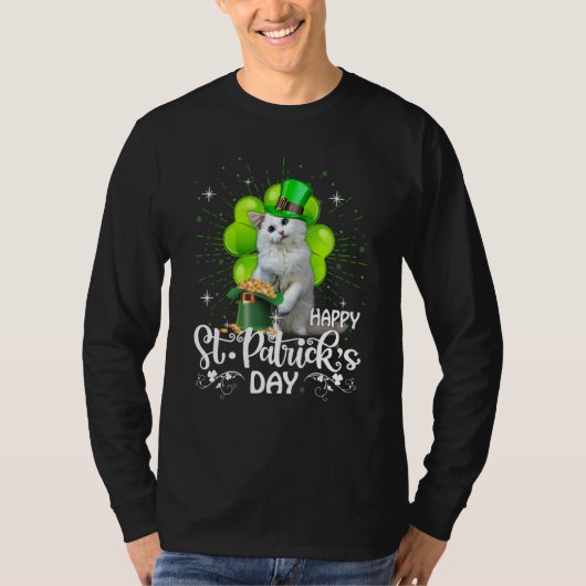 T-shirt Bonne St Patrick's Day Ragdoll Chat Shamrock Lucky (Devant)