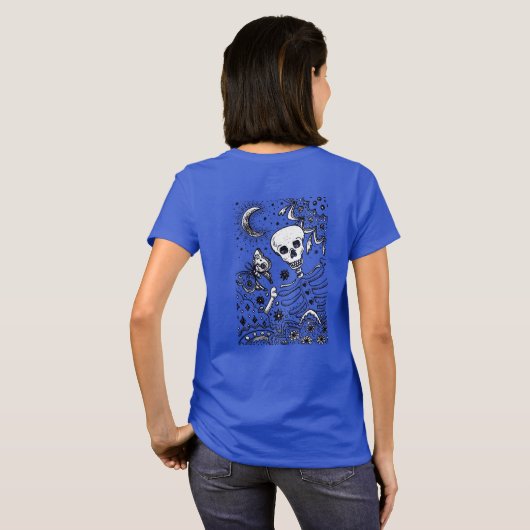 T-SHIRT BONNES DANS LE SKELETON DE JARDIN, LUNE D'ART FOLK (Dos entier)