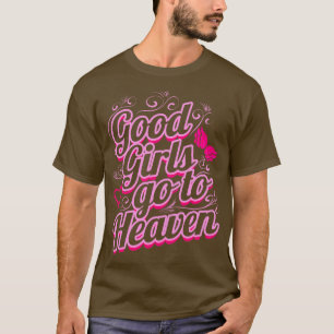 T-shirt Bonnes Filles Aller Au Ciel Coeur Roses Bonnes Fil