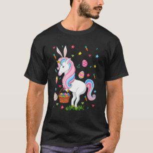 T-shirt Bonnet de Pâques Unicorne apportant panier d'oeufs