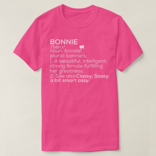T-shirt Bonnie Nom Bonnie Définition Bonnie Nom Femme B (Design devant)