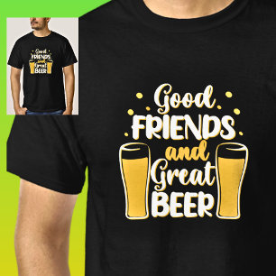 T-shirt Bons amis et grande bière, lunettes de bière sur l