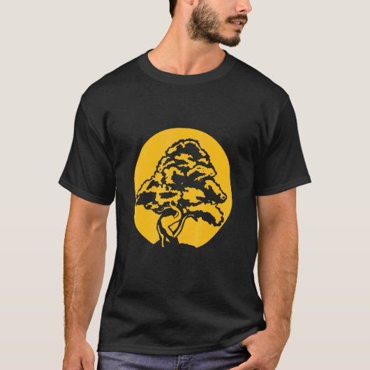 T-shirt Bonsai Avec Coucher De Soleil (Devant)