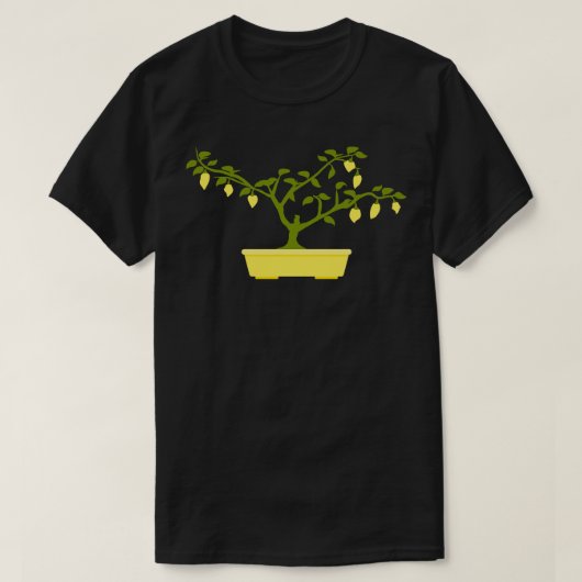 T-shirt Bonsai de chili jaune dans un pot Bonsai jaune (Design devant)