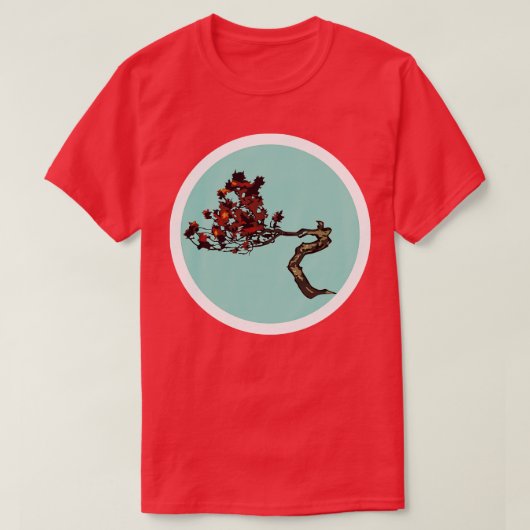 T-shirt Bonsai rouge sur vert (Design devant)