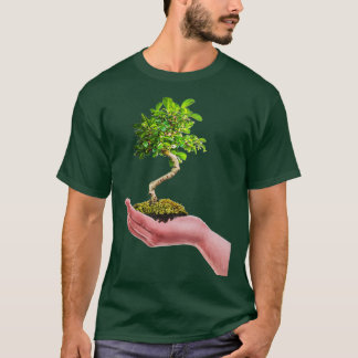 T-shirt Bonsai Tree in hand Tree Nature white background