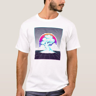 T-shirt Bonsai Tree japonais Zen Synthwave Sun Vaporwave A