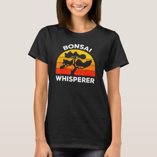 T-shirt Bonsai Whisperer Retro Sunset Bonsai Master (Devant)