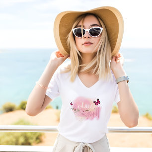 T-Shirt Bonsoir Floral Arabe Rose
