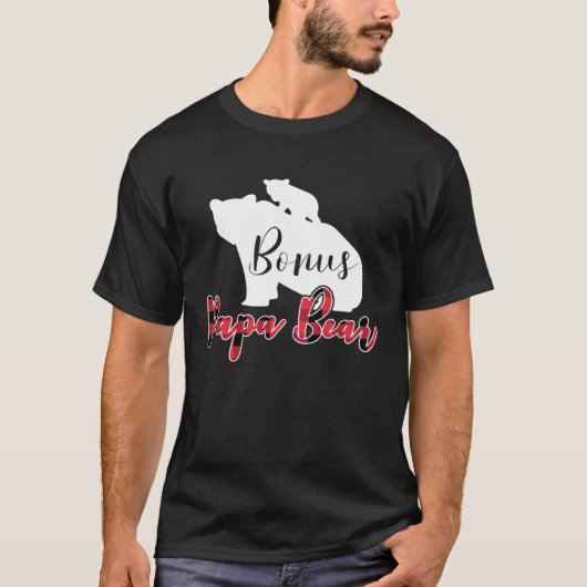 T-shirt Bonus Papa Bear Buffalo Plaid Stepdad Fathers Day  (Devant)