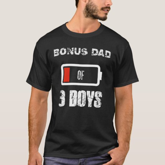 T-shirt Bonus Papa De 3 Garçons Fête des pères Batterie Ba (Devant)