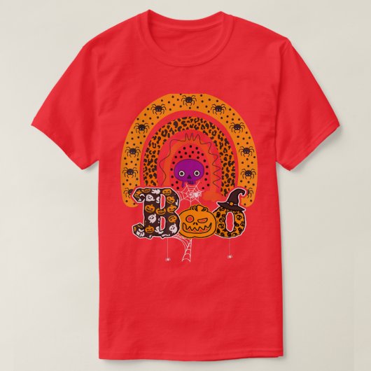 T-shirt Boo Avec Araignées Et Casquette De Sorcière Hallow (Design devant)