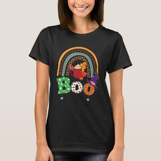 T-shirt Boo Avec Araignées Et Casquette De Sorcière Hallow (Devant)