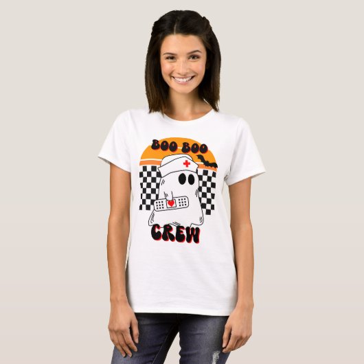 T-shirt Boo Boo Crew Funny Nurse Ghost Halloween (Devant entier)