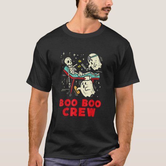 T-shirt Boo Boo Crew Nurse Ghost & Skeleton  Halloween (Devant)