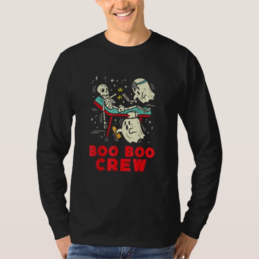 T-shirt Boo Boo Crew Nurse Ghost & Skeleton  Halloween (Devant)