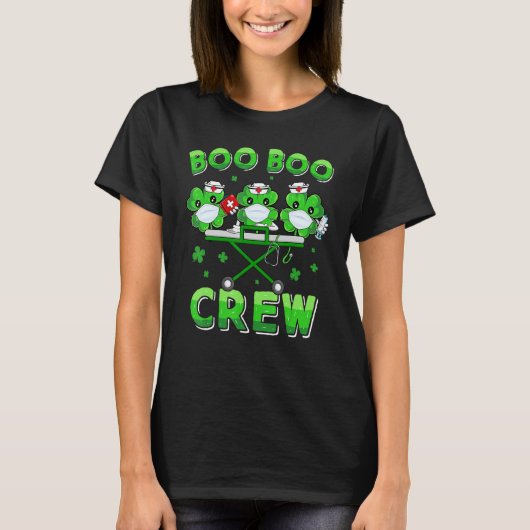 T-shirt Boo Boo Crew Nurse St Patrick S Day Shamrock Face (Devant)