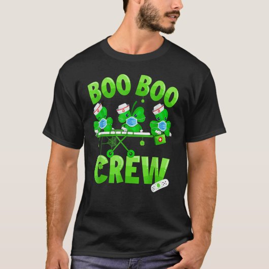 T-shirt Boo Boo Crew Nurse St Patrick S Day Shamrock Face (Devant)