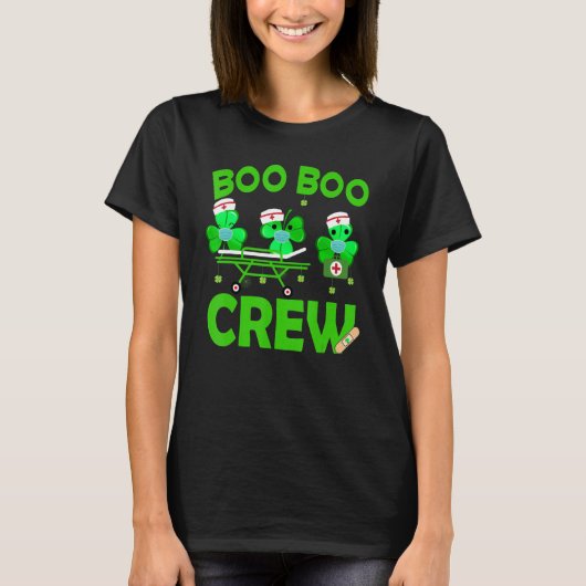 T-shirt Boo Boo Crew Nurse St Patrick S Day Shamrock Face (Devant)